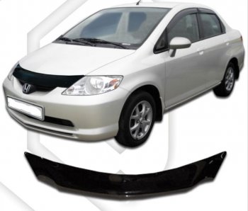 1 799 р. Дефлектор капота (D-6;7;8;9) CA-Plastic  Honda Fit Aria  GD (2002-2005) дорестайлинг седан (Classic черный, Без надписи)  с доставкой в г. Таганрог. Увеличить фотографию 1