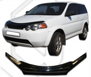 2 159 р. Дефлектор капота CA-Plastic  Honda HR-V ( GH1,GH2,  GH3, GH4,  GH1, GH2) (1998-2005) дорестайлинг 3 дв., дорестайлинг 5 дв., рестайлинг 3 дв., рестайлинг 5 дв. (Classic черный, Без надписи)  с доставкой в г. Таганрог. Увеличить фотографию 1