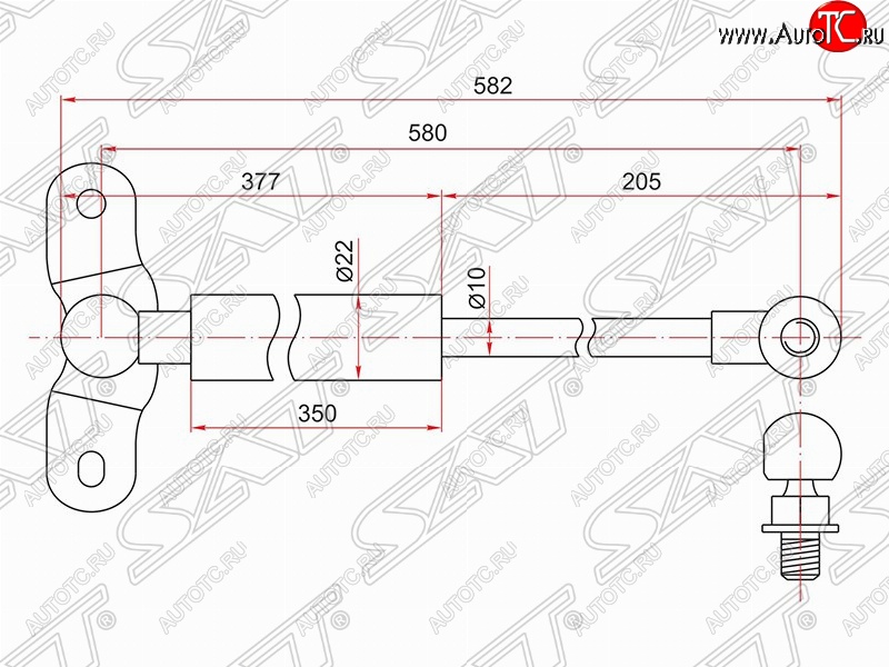 1 129 р. Правый упор крышки багажника SAT (газовый)  Honda Odyssey  2 (1999-2003)  с доставкой в г. Таганрог