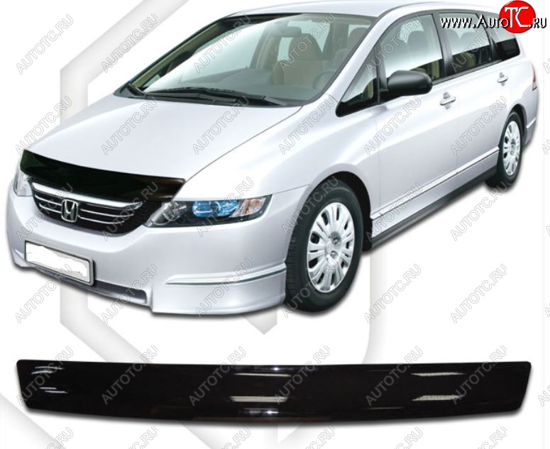 1 799 р. Дефлектор капота (RB1, RB2) CA-Plastic  Honda Odyssey  3 (2004-2008) (Classic черный, Без надписи)  с доставкой в г. Таганрог