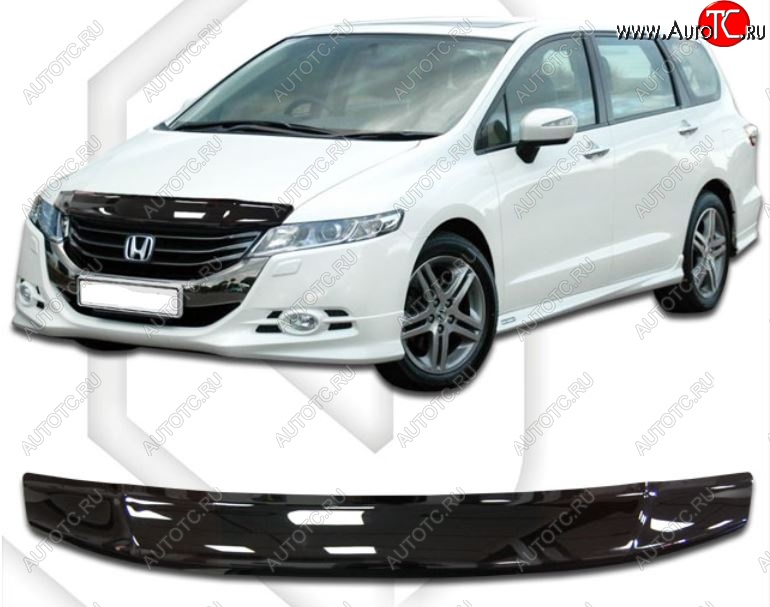 1 899 р. Дефлектор капота (RB3/RB4) CA-Plastiс  Honda Odyssey  4 (2008-2013) (Classic черный, Без надписи)  с доставкой в г. Таганрог