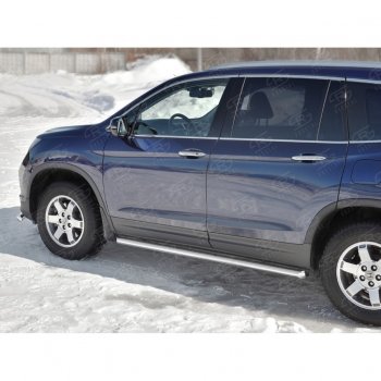 21 999 р. Пороги труба d63 SLITKOFF (вариант №1)  Honda Pilot  YF6 (2016-2019) дорестайлинг  с доставкой в г. Таганрог. Увеличить фотографию 3