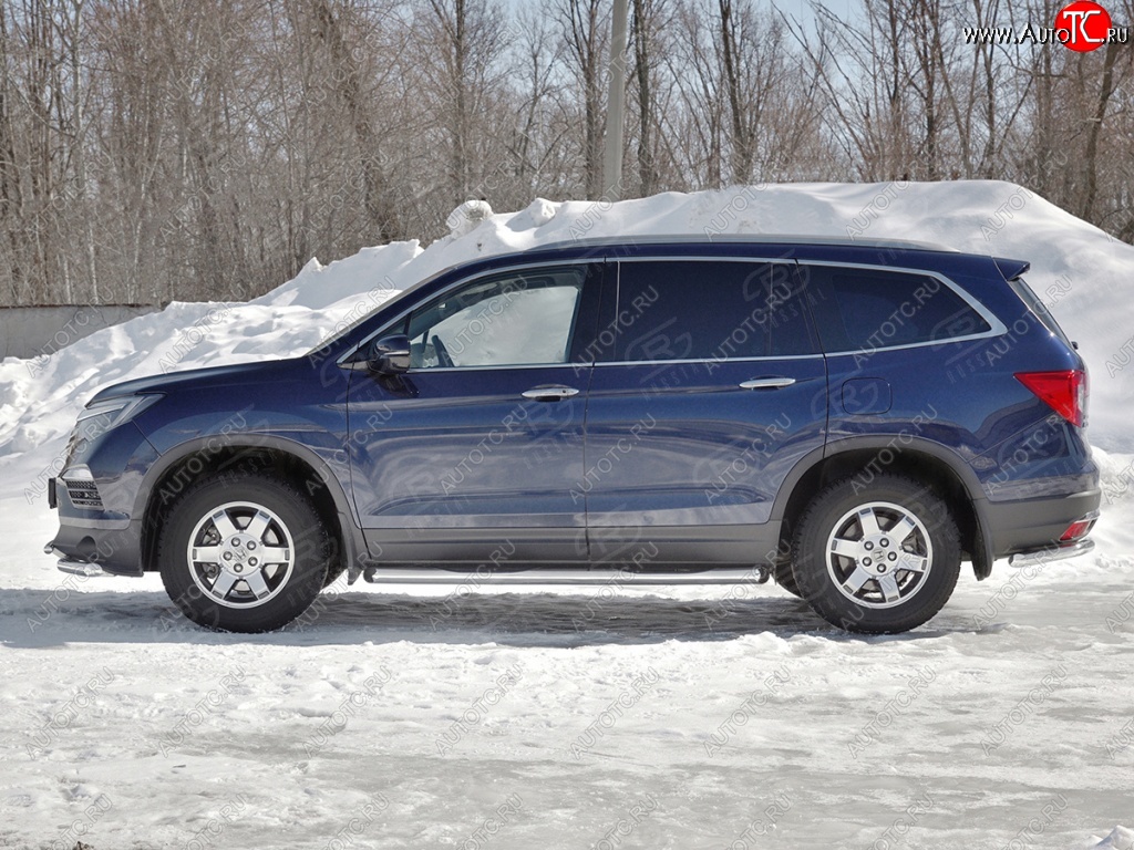 26 999 р. Пороги труба d76 с накладкой SLITKOFF (вариант №1)  Honda Pilot  YF6 (2016-2019) дорестайлинг  с доставкой в г. Таганрог