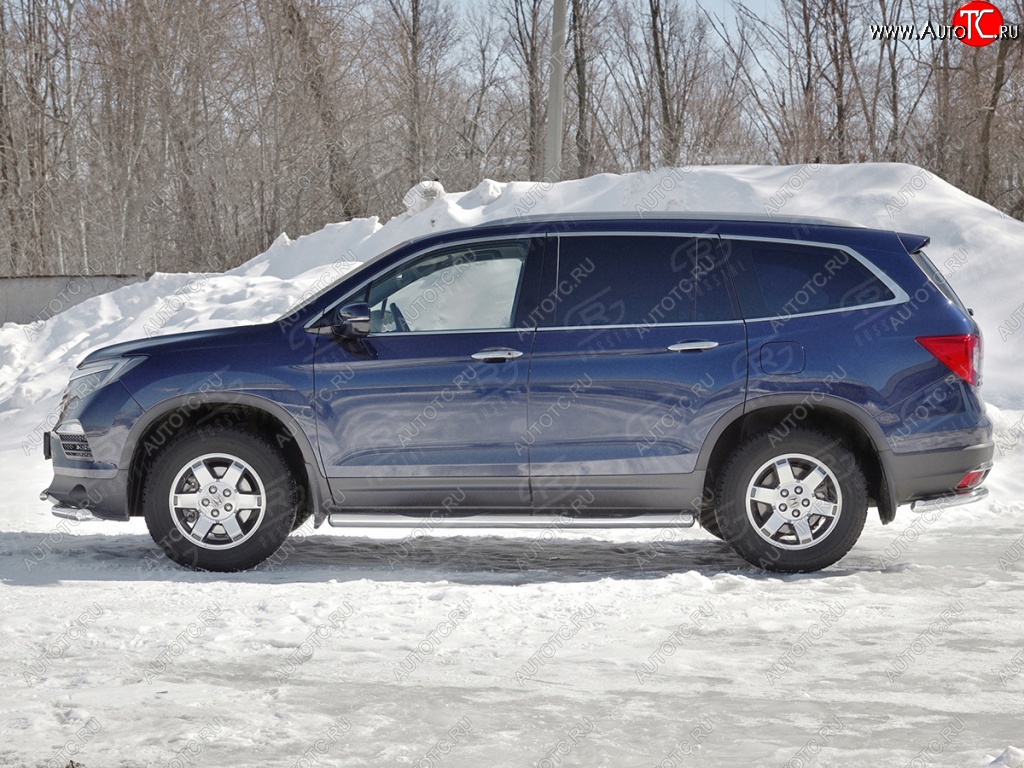 26 999 р. Пороги труба d76 с накладкой SLITKOFF (вариант №3)  Honda Pilot  YF6 (2016-2019) дорестайлинг  с доставкой в г. Таганрог