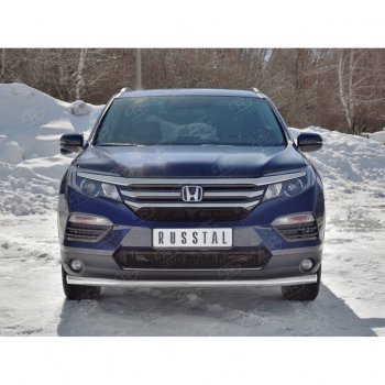 21 649 р. Защита переднего бампера (Ø63 мм, нержавейка) SLITKOFF  Honda Pilot  YF6 (2016-2019) дорестайлинг  с доставкой в г. Таганрог. Увеличить фотографию 3