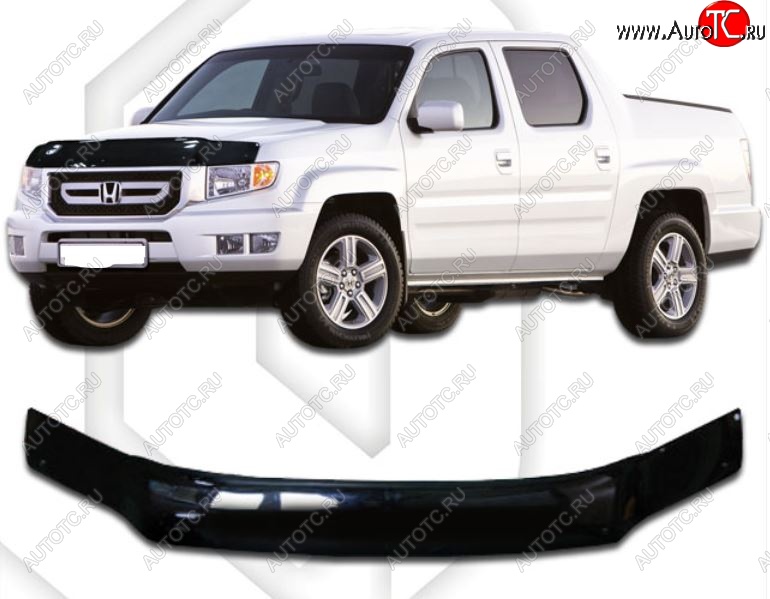 2 079 р. Дефлектор капота CA-Plastic  Honda Ridgeline  YK1 (2005-2008) дорестайлинг (Classic черный, Без надписи)  с доставкой в г. Таганрог