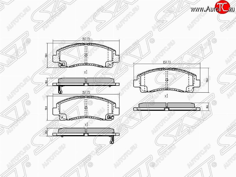 1 479 р. Колодки тормозные (передние) SAT Honda Ridgeline YK1 дорестайлинг (2005-2008)  с доставкой в г. Таганрог