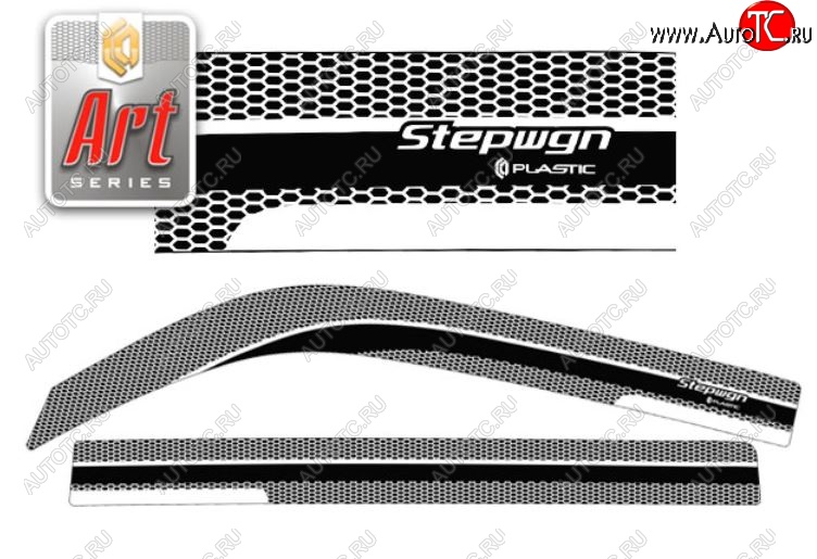 2 299 р. Дефлектора окон  StepWagon (2003-2005) RF3-RF8 CA-Plastiс  Honda StepWagon  RF3,RF4 (2003-2005) минивэн рестайлинг (Серия Art черная, Без хром.молдинга)  с доставкой в г. Таганрог