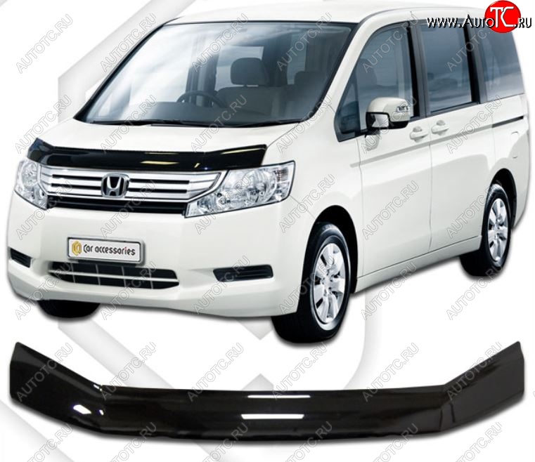 2 189 р. Дефлектор капота RK CA-Plastic  Honda StepWagon  RK (2009-2012) минивэн дорестайлинг (Classic черный, Без надписи)  с доставкой в г. Таганрог