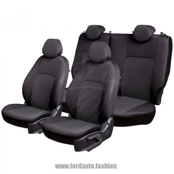 4 249 р. Чехлы для сидений Lord Autofashion Дублин (жаккард) Hyundai Accent седан ТагАЗ (2001-2012) (Черный, вставка Ёж Белый)  с доставкой в г. Таганрог. Увеличить фотографию 2