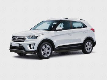 Защита переднего бампера (2 трубы Ø63 и 42 мм, окрашенная) SLITKOFF Hyundai Creta GS рестайлинг (2019-2021)  (черный)