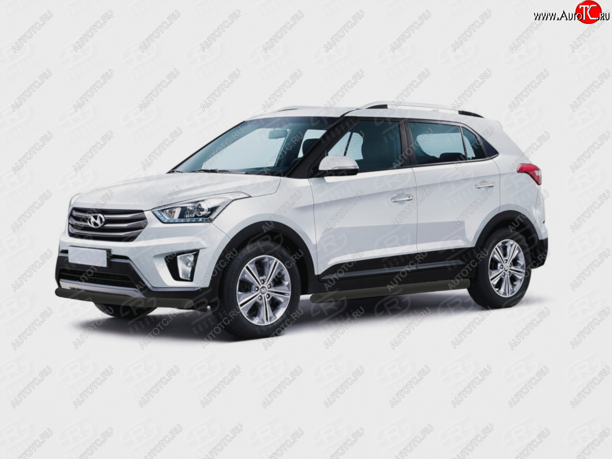 10 999 р. Защита переднего бампера (Ø63 мм, окрашенная) SLITKOFF Hyundai Creta GS рестайлинг (2019-2021) (цвет черный муар)  с доставкой в г. Таганрог