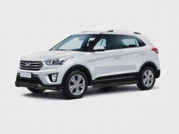 Защита переднего бампера (Ø63 мм уголки + клыки, окрашенная) SLITKOFF Hyundai Creta GS рестайлинг (2019-2021)  (черный муар)