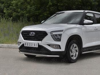 14 899 р. Защита переднего бампера (Ø42 мм, нержавейка) SLITKOFF Hyundai Creta SU (2020-2022)  с доставкой в г. Таганрог. Увеличить фотографию 2