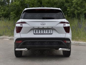 13 399 р. Защита заднего бампера (Ø63 мм уголки, нержавейка) SLITKOFF  Hyundai Creta  SU (2020-2022)  с доставкой в г. Таганрог. Увеличить фотографию 1