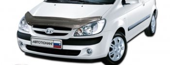 2 399 р. Дефлектор капота CA-Plastiс  Hyundai Getz  TB (2005-2010) хэтчбэк 5 дв. рестайлинг (Шелкография карбон-серебро)  с доставкой в г. Таганрог. Увеличить фотографию 1