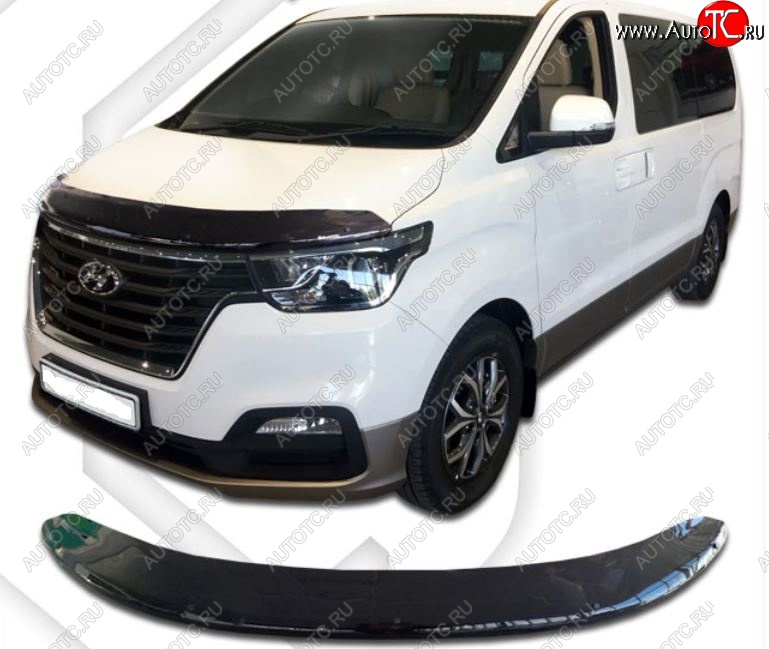 2 899 р. Дефлектор капота CA-Plastic exclusive  Hyundai Starex/Grand Starex/H1  TQ (2017-2022) 2-ой рестайлинг (Classic черный, Без надписи)  с доставкой в г. Таганрог