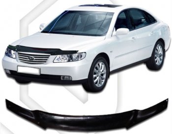 2 159 р. Дефлектор капота CA-Plastic  Hyundai Grandeur  TG (2005-2009) дорестайлинг (Classic черный, Без надписи)  с доставкой в г. Таганрог. Увеличить фотографию 1