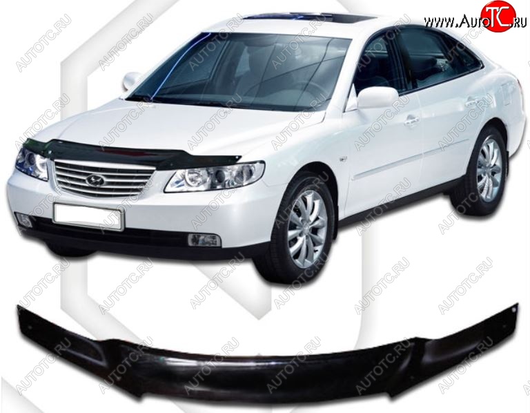 2 159 р. Дефлектор капота CA-Plastic  Hyundai Grandeur  TG (2005-2009) дорестайлинг (Classic черный, Без надписи)  с доставкой в г. Таганрог