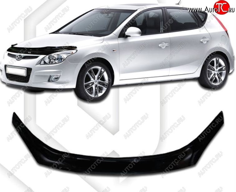 2 199 р. Дефлектор капота CA-Plastic  Hyundai I30  FD (2007-2012) универсал дорестайлинг, хэтчбек дорестайлинг, универсал рестайлинг, хэтчбэк 5 дв. рестайлинг (Classic черный, Без надписи)  с доставкой в г. Таганрог