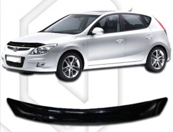 1 899 р. Дефлектор капота CA-Plastic  Hyundai I30  FD (2007-2012) универсал дорестайлинг, хэтчбек дорестайлинг, универсал рестайлинг, хэтчбэк 5 дв. рестайлинг (Classic черный, Без надписи)  с доставкой в г. Таганрог. Увеличить фотографию 1