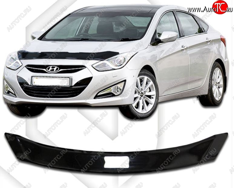 1 999 р. Дефлектор капота CA-Plastic  Hyundai I40  1 VF (2011-2019) дорестайлинг седан, дорестайлинг универсал, рестайлинг седан, рестайлинг универсал (Classic черный, Без надписи)  с доставкой в г. Таганрог