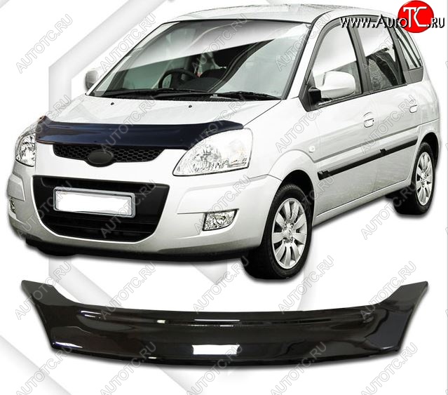 2 159 р. Дефлектор капота CA-Plastic  Hyundai Matrix  1 FC (2008-2010) 2-ой рестайлинг (Classic черный, Без надписи)  с доставкой в г. Таганрог