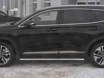 18 999 р. Защита порогов из трубы d42 SLITKOFF  Hyundai Santa Fe  TM (2018-2022) дорестайлинг, рестайлинг (Вариант 1 (со скосами на торцах))  с доставкой в г. Таганрог. Увеличить фотографию 3