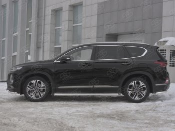 23 949 р. Пороги из трубы d63 SLITKOFF  Hyundai Santa Fe  TM (2018-2022) дорестайлинг, рестайлинг (Вариант 1 (со скосами на торцах))  с доставкой в г. Таганрог. Увеличить фотографию 2