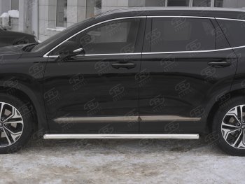 23 949 р. Пороги из трубы d63 SLITKOFF  Hyundai Santa Fe  TM (2018-2022) дорестайлинг, рестайлинг (Вариант 1 (со скосами на торцах))  с доставкой в г. Таганрог. Увеличить фотографию 3