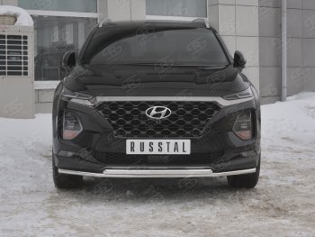 19 299 р. Защита переднего бампера из труб d42 SLITKOFF  Hyundai Santa Fe  TM (2018-2021) дорестайлинг  с доставкой в г. Таганрог. Увеличить фотографию 1