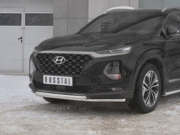 19 299 р. Защита переднего бампера из труб d42 SLITKOFF  Hyundai Santa Fe  TM (2018-2021) дорестайлинг  с доставкой в г. Таганрог. Увеличить фотографию 3