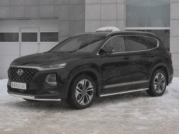 19 299 р. Защита переднего бампера из труб d42 SLITKOFF  Hyundai Santa Fe  TM (2018-2021) дорестайлинг  с доставкой в г. Таганрог. Увеличить фотографию 4