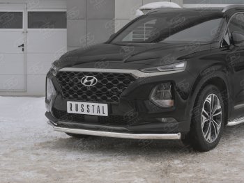 18 549 р. Защита переднего бампера (Ø63 мм, нержавейка) SLITKOFF  Hyundai Santa Fe  TM (2018-2021) дорестайлинг  с доставкой в г. Таганрог. Увеличить фотографию 4