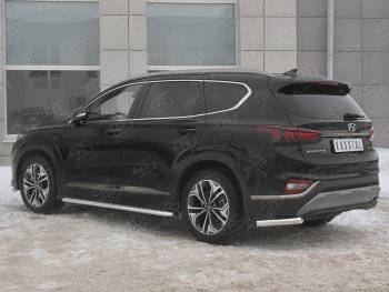 14 499 р. Защита заднего бампера (Ø63 мм уголки, нержавейка) SLITKOFF  Hyundai Santa Fe  TM (2018-2021) дорестайлинг  с доставкой в г. Таганрог. Увеличить фотографию 2