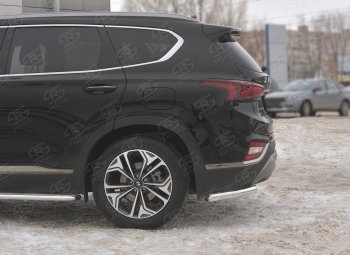 14 499 р. Защита заднего бампера (Ø63 мм уголки, нержавейка) SLITKOFF  Hyundai Santa Fe  TM (2018-2021) дорестайлинг  с доставкой в г. Таганрог. Увеличить фотографию 3