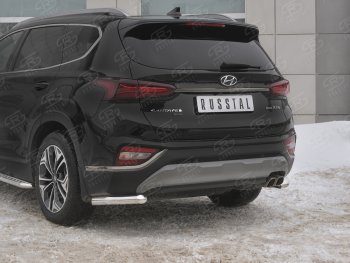 14 499 р. Защита заднего бампера (Ø63 мм уголки, нержавейка) SLITKOFF  Hyundai Santa Fe  TM (2018-2021) дорестайлинг  с доставкой в г. Таганрог. Увеличить фотографию 4