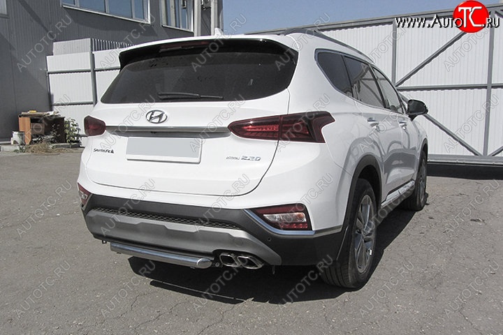 10 699 р. Защита заднего бампера Slitkoff (d57 мм)  Hyundai Santa Fe  TM (2018-2021) дорестайлинг (Нержавейка, Полированная)  с доставкой в г. Таганрог