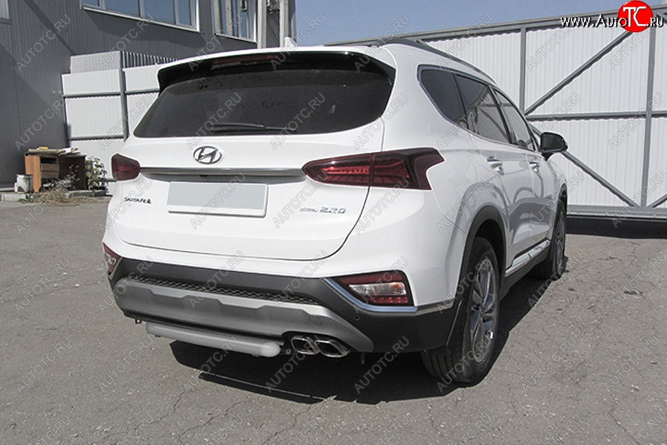 8 299 р. Защита заднего бампера Slitkoff (d57 мм) Hyundai Santa Fe TM дорестайлинг (2018-2021) (Сталь с полимерным покрытием. Цвет: серебристый)  с доставкой в г. Таганрог