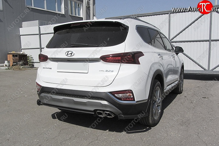 9 549 р. Защита заднего бампера Slitkoff (уголки, d57 мм) Hyundai Santa Fe TM дорестайлинг (2018-2021) (Сталь с полимерным покрытием. Цвет: чёрный)  с доставкой в г. Таганрог