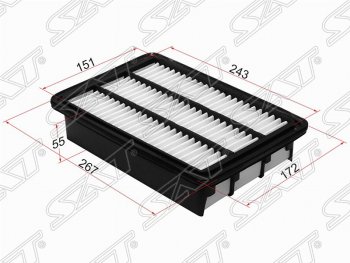 389 р. Фильтр воздушный двигателя SAT  Hyundai Santa Fe  CM (2006-2012) дорестайлинг, рестайлинг  с доставкой в г. Таганрог. Увеличить фотографию 1