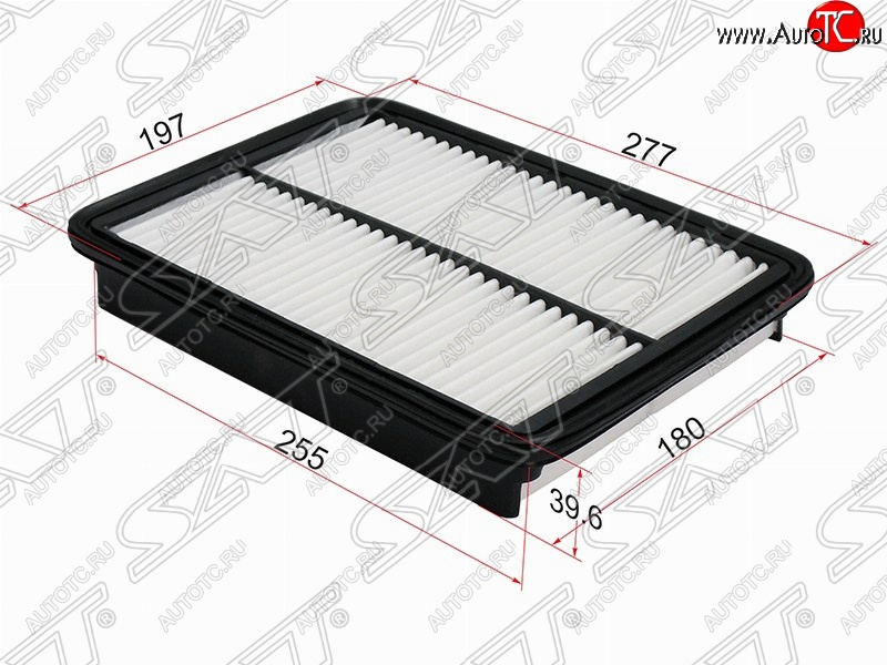 329 р. Фильтр воздушный двигателя (diesel 2.0, 2.2) SAT (277х197х39.6 mm)  Hyundai Santa Fe  CM (2009-2012), KIA Sorento  XM (2009-2015)  с доставкой в г. Таганрог