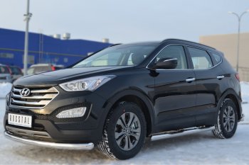 13 599 р. Защита порогов с проступями SLITKOFF (труба D76 мм) Hyundai Santa Fe DM дорестайлинг (2012-2016) (Защита порогов с закругленными торцами (вариант 3))  с доставкой в г. Таганрог. Увеличить фотографию 4