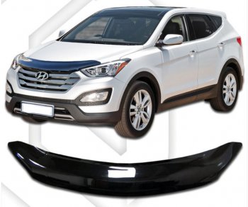 2 199 р. Дефлектор капота CA-Plastic  Hyundai Grand Santa Fe  1 DM (2013-2016) дорестайлинг (Classic черный, Без надписи)  с доставкой в г. Таганрог. Увеличить фотографию 1