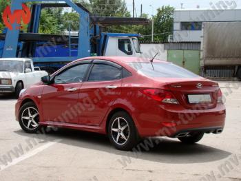 5 999 р. Пороги накладки ZEUS Hyundai Solaris RBr хэтчбэк дорестайлинг (2010-2014) (Неокрашенный)  с доставкой в г. Таганрог. Увеличить фотографию 2