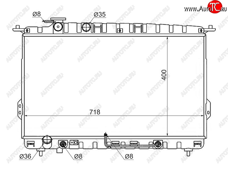 6 349 р. Радиатор двигателя (трубчатый, 2.0 / 2.4 / 2.5 / 2.7) SAT  Hyundai Sonata  EF (2001-2013), KIA Magentis (2000-2005), KIA Optima  1 GD (2000-2005)  с доставкой в г. Таганрог