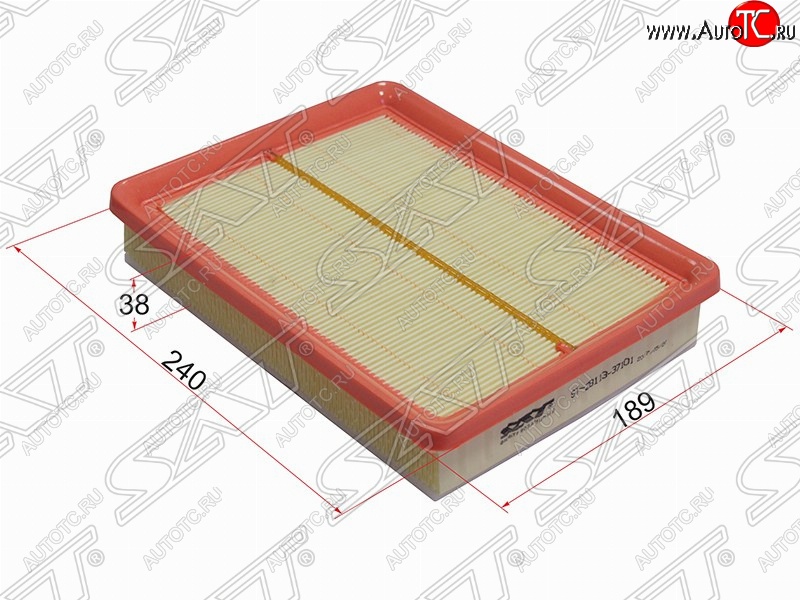 287 р. Фильтр воздушный двигателя SAT (240х180х38 mm)  Hyundai Trajet (1999-2008)  с доставкой в г. Таганрог