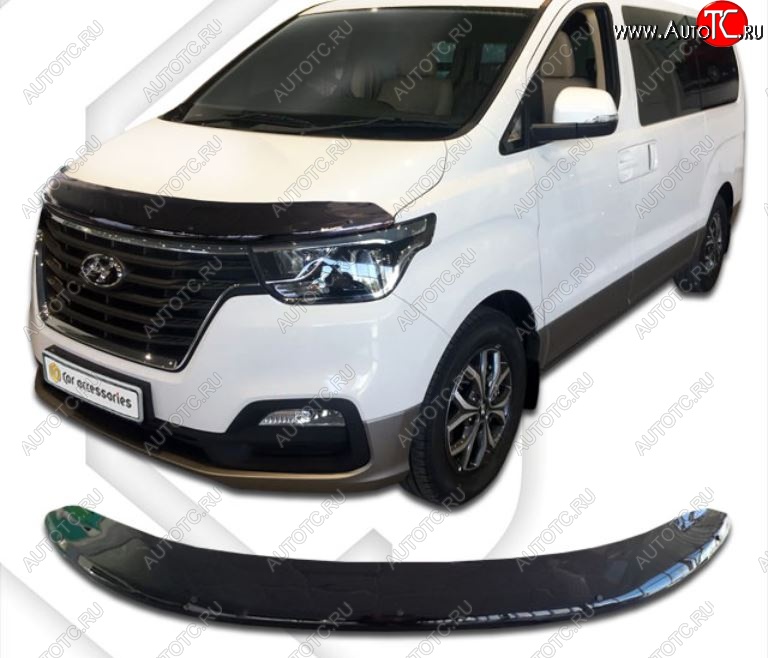 2 899 р. Дефлектор капота CA-Plastik exclusive  Hyundai Starex/Grand Starex/H1  TQ (2017-2022) 2-ой рестайлинг (Classic черный, Без надписи)  с доставкой в г. Таганрог