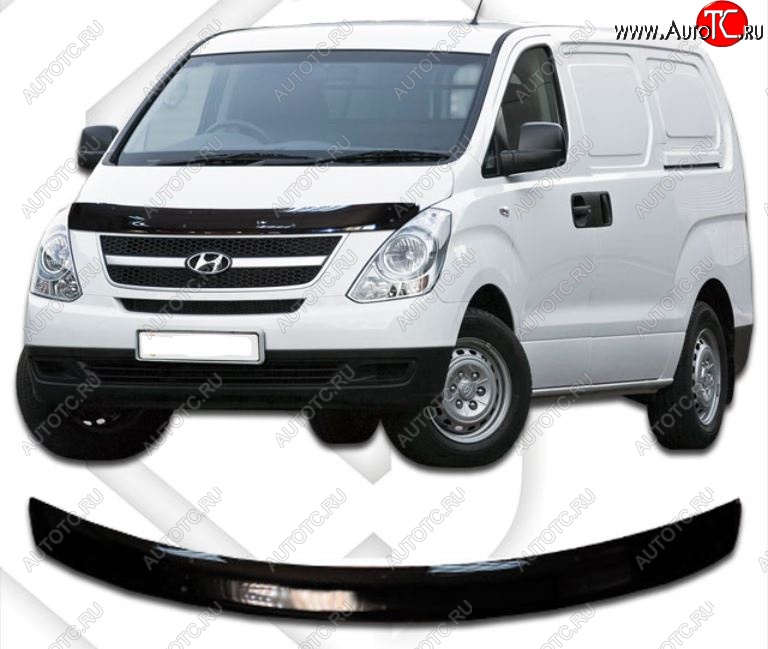 2 099 р. Дефлектор капота (кузов: kmjwwh) CA-Plastiс  Hyundai Starex/H1  A1 (2004-2007) рестайлинг (серия Classic черный, Без надписи)  с доставкой в г. Таганрог