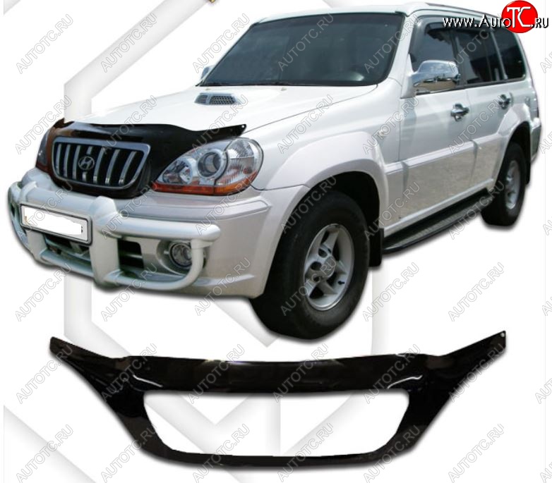 2 899 р. Дефлектор капота CA-Plastic exclusive  Hyundai Terracan  HP (2001-2007) дорестайлинг, рестайлинг (Classic черный, Без надписи)  с доставкой в г. Таганрог